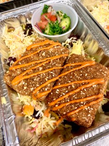 Vegan Dukka Crusted Tofu with Jeweled Basmati Rice | SoCo Vedge - Vegan Food Delivery Service | Narragansett, Rhode Island